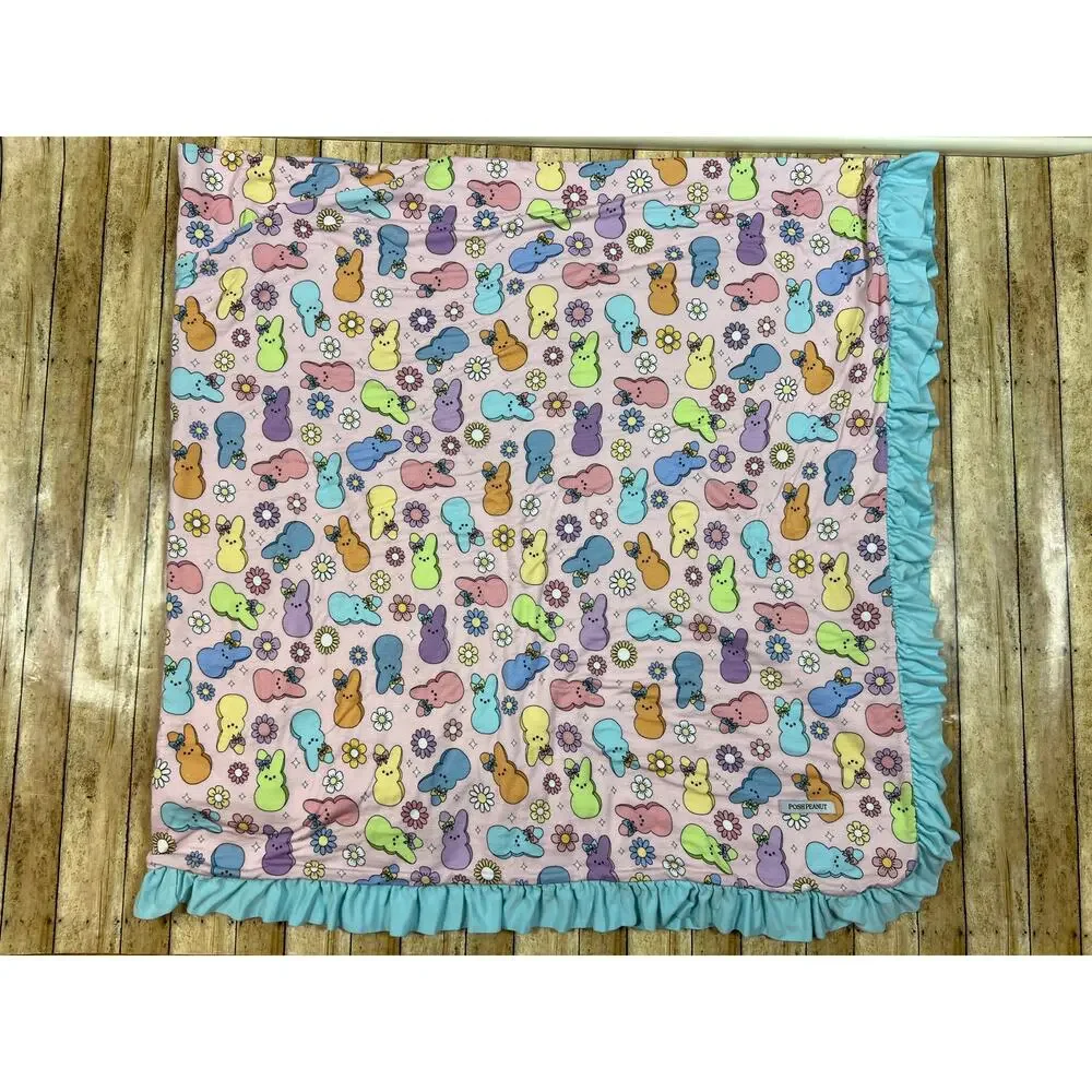 Posh Peanut Addison Mae Peeps Luxe Patoo Bamboo Blanket Ruffle 60x60